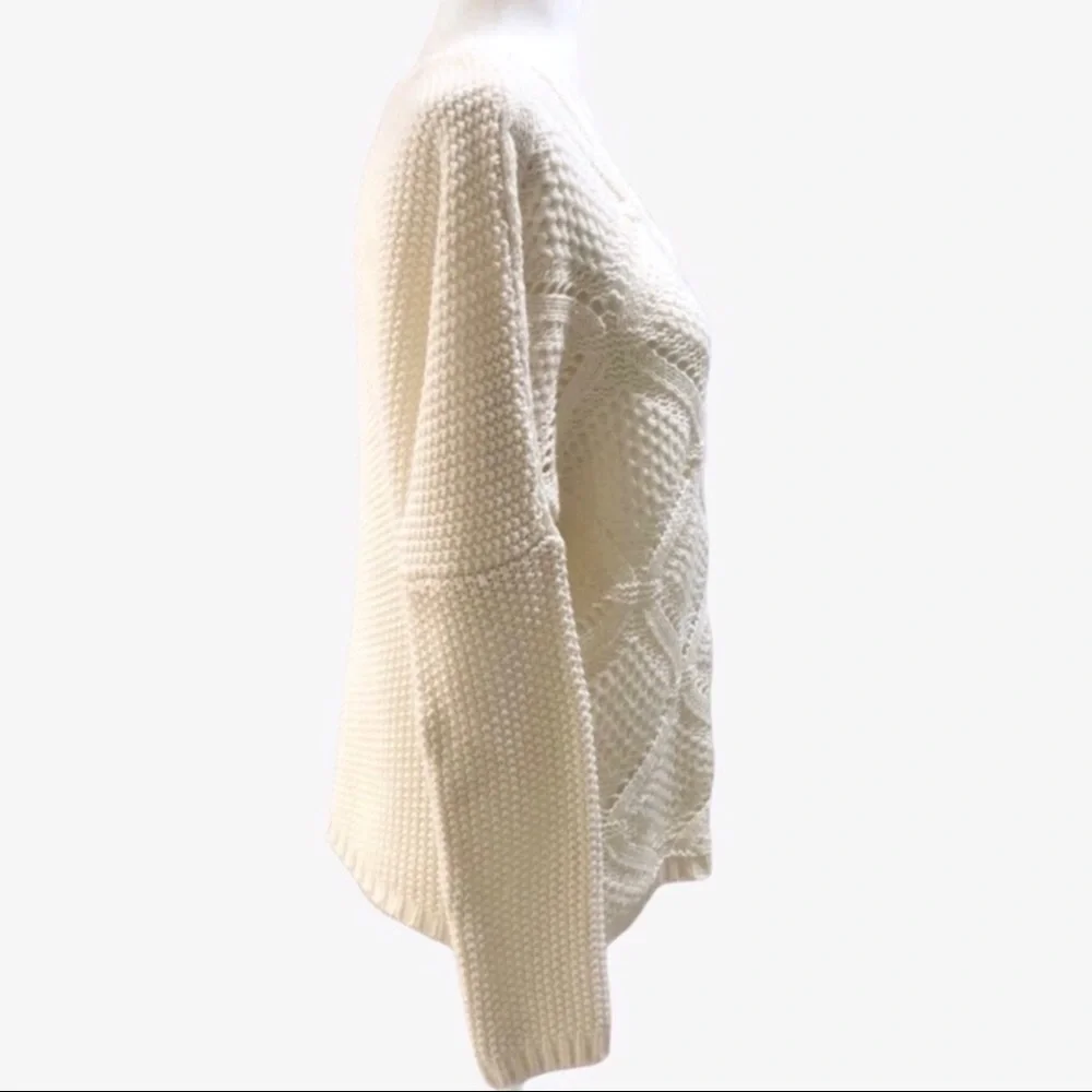 Jack by BB Dakota Open Knit V Neck Sweater Cream Size Medium - Picture 3 of 8